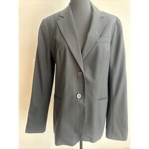 $395 Theory Women Black Blazer Suit Jacket Size 12 wool blend Double Button